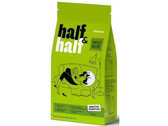 Фото - сухой корм Half&Half Sensitive Digestion Turkey сухой корм для кошек с чувствительным пищеварением ИНДЕЙКА