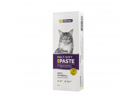 Фото - для выведения шерсти Vitomax Malt-Soft Paste Anti-Hairball Эко-паста для выведения шерсти у кошек