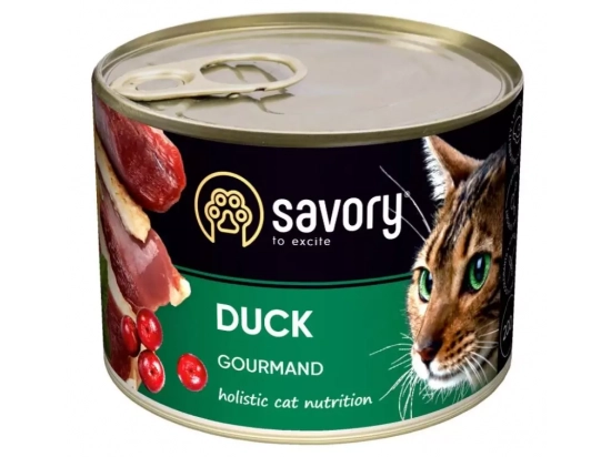 Фото - вологий корм (консерви) Savory (Сейворі) GOURMAND DUCK вологий корм для для вибагливих котів (качка)