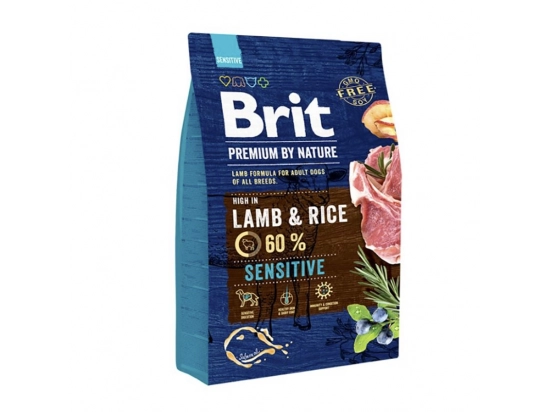 Фото - сухий корм Brit Premium Dog Sensitive Lamb & Rice сухий корм для собак з чутливим травленням ЯГНЯ та РИС