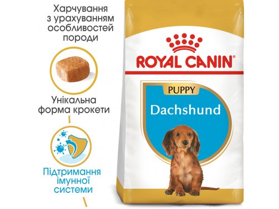 Фото - сухий корм Royal Canin DACHSHUND PUPPY (ТАКСА ПАППІ) корм для цуценята до 10 місяців