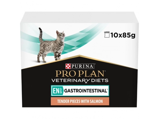 Фото - ветеринарные корма Purina Pro Plan (Пурина Про План) Veterinary Diets EN Gastrointestinal Salmon влажный лечебный корм для кошек c заболеваниями ЖКТ, ЛОСОСЬ