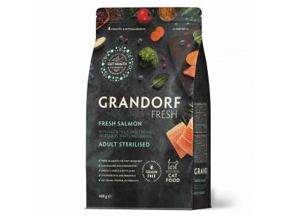 Фото - Grandorf (Грандорф) Fresh Salmon & Sweet Potato Adult Sterilised сухий корм для стерилізованих кішок ЛОСОСЬ та БАТАТ сухий корм Grandorf (Грандорф) Fresh Salmon & Sweet Potato Adult Sterilised сухий корм для стерилізованих кішок ЛОСОСЬ та БАТАТ