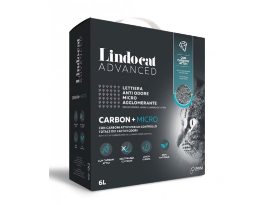 Фото - наполнители Lindocat Advanced Carbon + Micro бентонитовый комкующийся наполнитель с угольными гранулами