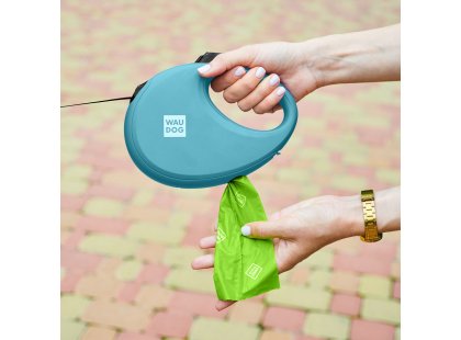 Фото 7 -  рулетки WAUDOG R-leash поводок рулетка с контейнером для пакетов, светоотражающая лента, голубой