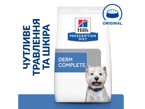 Фото - ветеринарные корма Hill's Prescription Diet Canine Derm Complete Mini корм для собак мини пород при пищевой аллергии и атопическом дерматите ЯЙЦО и РИС