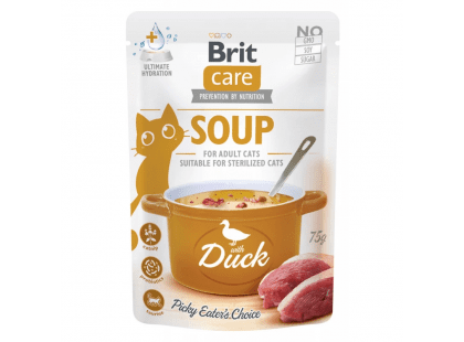 Фото - вологий корм (консерви) Brit Care Cat Soup with Duck консерви для котів СУП з КАЧКОЮ