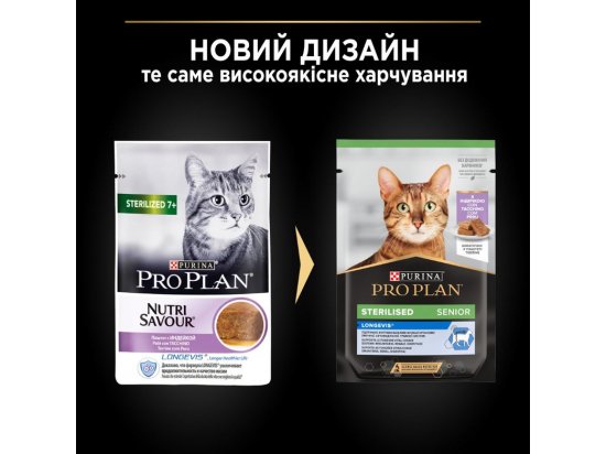 Фото - вологий корм (консерви) Purina Pro Plan (Пуріна Про План) Sterilised Senior 7+ Longevis Turkey вологий корм для стерилізованих кішок старше 7 років ИНДИЧКА