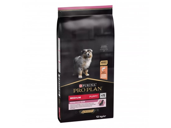 Фото - сухой корм Purina Pro Plan (Пурина Про План) Puppy Medium Sensitive Skin Salmon сухой корм для щенков средних пород с чувствительной кожей ЛОСОСЬ