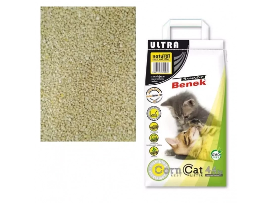 Фото - наполнители Super Benek (Супер Бенек) CORN LINE ULTRA CAT LITTER NATURAL кукурузный ультра наполнитель для кошачьего туалета БЕЗ АРОМАТА