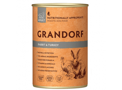 Фото - влажный корм (консервы) Grandorf (Грандорф) Rabbit & Turkey Adult консерва для собак КРОЛИК и ИНДЕЙКА