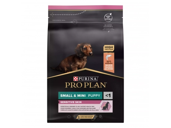 Фото - сухой корм Purina Pro Plan (Пурина Про План) Puppy Small & Mini Sensitive Skin Salmon сухой корм для щенков мелких пород c чувствительной кожей ЛОСОСЬ