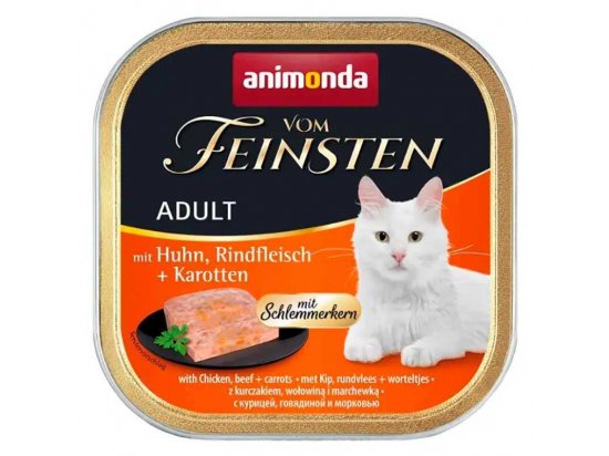 Фото - вологий корм (консерви) Animonda (Анімонда) Vom Feinsten Adult Chicken, Beef & Carrots вологий корм для котів КУРКА, ЯЛОВИЧИНА та МОРКВА