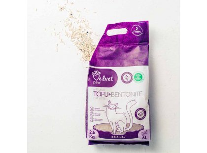 Фото 3 -  наполнители Velvet Paw Tofu+Bentonite Original гороховый наполнитель с бентонитом для кошек БЕЗ АРОМАТА