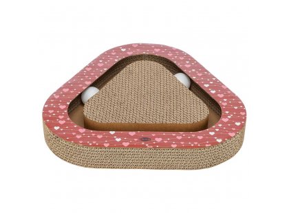 Фото 2 -  когтеточки, с домиками Trixie Когтеточка треугольная из картона ко дню Св. Валентина с мячиками, красный