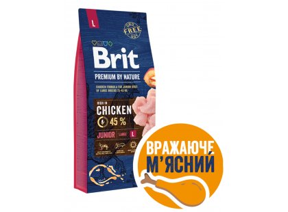 Фото 2 -  сухой корм Brit Premium Dog Junior Large L Chicken сухой корм для щенков и молодых собак крупных пород КУРИЦА