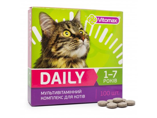 Фото - витамины и минералы Vitomax Daily мультивитаминный комплекс для кошек 1-7 лет