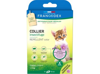 Фото - Francodex Repellent Collar Kitten нашийник від бліх та кліщів без інсектицидів для кошенят від бліх та кліщів Francodex Repellent Collar Kitten нашийник від бліх та кліщів без інсектицидів для кошенят