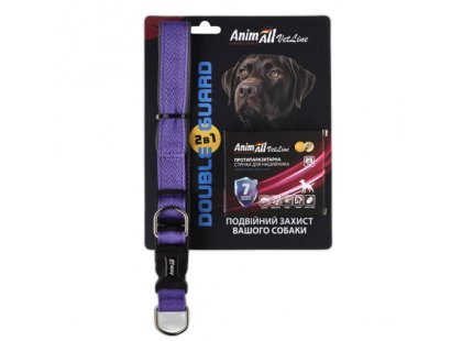 Фото 2 -  от блох и клещей AnimAll VetLine Double Guard комплект ошейник с противопаразитарной лентой для собак, пурпурный