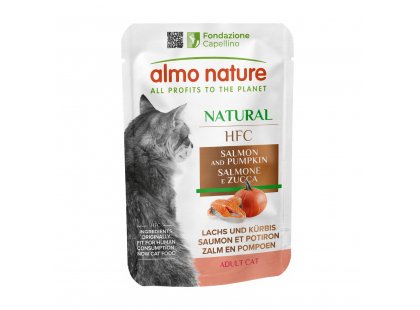 Фото - Almo Nature HFC NATURAL SALMON & PUMPKIN консерви для котів ЛОСОСЬ і ГАРБУЗ, пауч вологий корм (консерви) Almo Nature HFC NATURAL SALMON & PUMPKIN консерви для котів ЛОСОСЬ і ГАРБУЗ, пауч