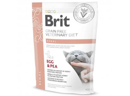 Фото - ветеринарні корми Brit Veterinary Diet Cat Grain Free Renal Egg & Pea беззерновий сухий корм для кішок при захворюваннях нирок ЯЙЦЯ та ГОРОХ