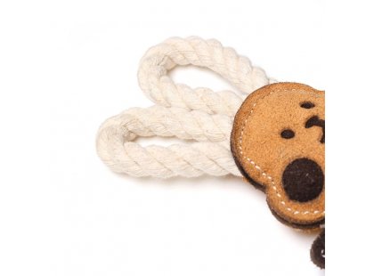 Фото 4 -  іграшки DoggyMan Leather Rabbit with Rope жувальна іграшка для собак КРОЛИК З МОТУЗКОЮ