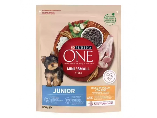 Фото 3 -  сухой корм Purina One (Пурина Ван) Mini/Small Junior корм для щенков малых пород КУРИЦА