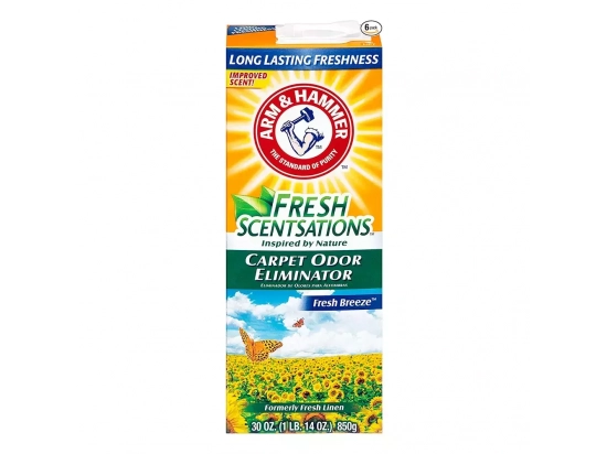 Фото - удаление запахов и пятен Arm&Hammer FRESH SCENTSATIONS CARPET ODOR ELIMINATOR дезодорант-порошок для ковров Свежий Бриз