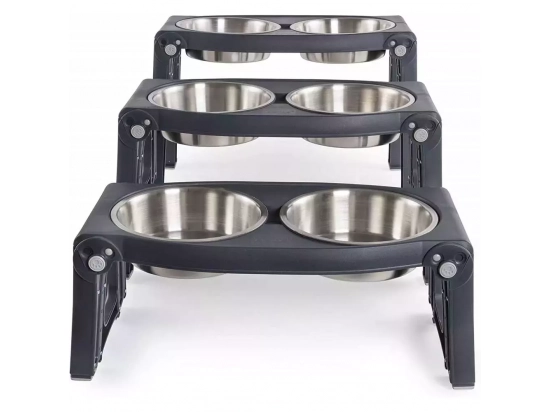 Фото - DEXAS Adjustable Height Pet Feeder - Миска подвійна на підставці з регульованими ніжками для собак, нержавіюча сталь миски, напувалки, фонтани DEXAS Adjustable Height Pet Feeder - Миска подвійна на підставці з регульованими ніжками для собак, нержавіюча сталь