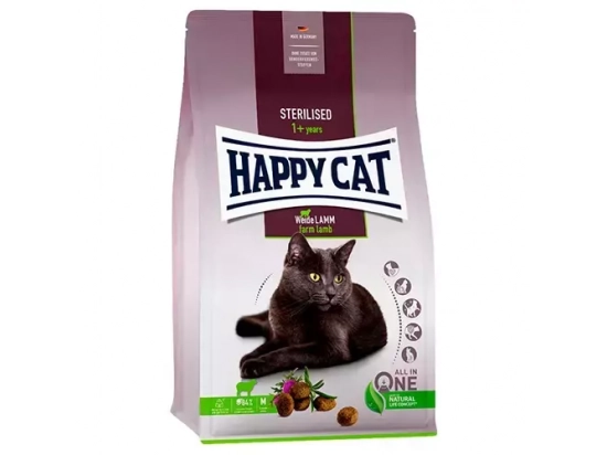 Фото - сухой корм Happy Cat STERILISED WEIDE-LAMM корм для стерилизованных кошек и кастрированных котов ЯГНЕНОК