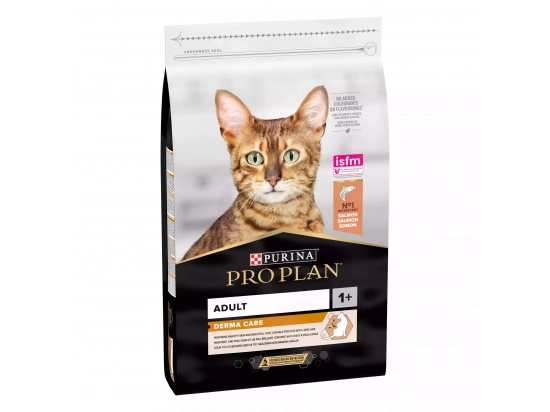 Фото - сухий корм Purina Pro Plan (Пуріна Про План) Adult Derma Care Salmon сухий корм для котів для підтримки здоров'я шкіри та краси шерсті ЛОСОСЬ