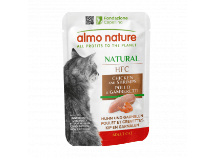Фото - Almo Nature HFC NATURAL CHICKEN & SHRIMPS консерви для котів КУРКА та КРЕВЕТКИ, пауч вологий корм (консерви) Almo Nature HFC NATURAL CHICKEN & SHRIMPS консерви для котів КУРКА та КРЕВЕТКИ, пауч