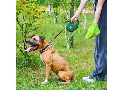 Фото 8 -  рулетки WAUDOG R-leash поводок рулетка с контейнером для пакетов, светоотражающая лента, зеленый