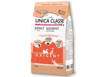 Фото - сухий корм Gheda Unica Classe Adult Gourmet Exigent Salmon сухий корм для котів що живуть у приміщенні ЛОСОСЬ