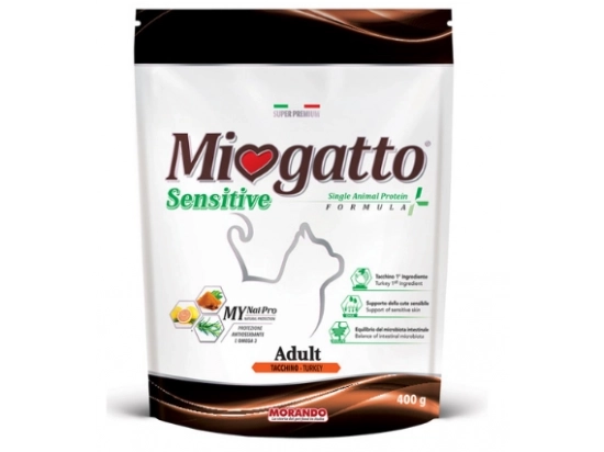 Фото - сухий корм Morando MioGatto (Морандо Міогатто) Sensitive Monoprotein сухий монопротеїновий корм для кішок З ІНДИЧКОЮ