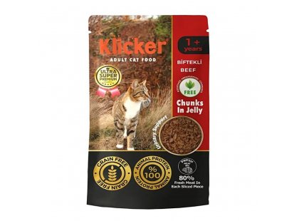 Фото - Klicker Beef Chanks in Jelly влажный корм для кошек ГОВЯДИНА в желе влажный корм (консервы) Klicker Beef Chanks in Jelly влажный корм для кошек ГОВЯДИНА в желе