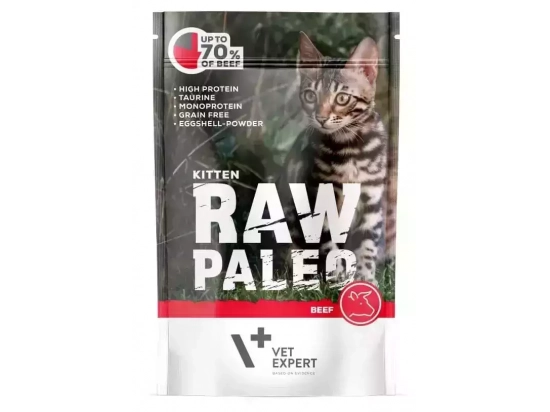 Фото - Vet Expert Raw Paleo (Роу Палео) Kitten Cat Beef вологий корм для кошенят ЯЛОВИЧИНА вологий корм (консерви) Vet Expert Raw Paleo (Роу Палео) Kitten Cat Beef вологий корм для кошенят ЯЛОВИЧИНА