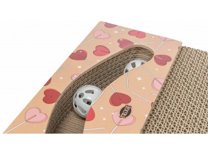 Фото 3 -  когтеточки, с домиками Trixie Когтеточка из картона ко дню Св. Валентина с мячиками, оранжевый