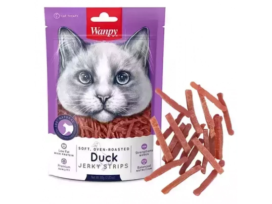 Фото - лакомства Wanpy (Ванпи) Soft Duck Jerky Strips лакомство для кошек полоски, ФИЛЕ УТКИ ВЯЛЕНОЕ