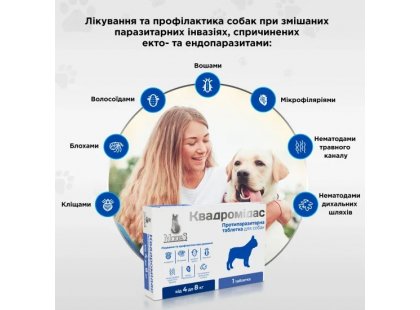 Фото 6 -  от блох и клещей Modes Квадромидас таблетки от блох, клещей и гельминтов для собак