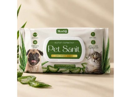 Фото 6 -  щоденний догляд (шампуні, кондиціонери та інші засоби) Modes Pet Sanit вологі серветки для тварин, універсальні, АРОМАТ І ЕКСТРАКТ АЛОЕ