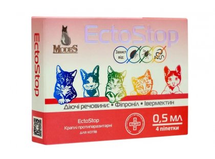 Фото - Modes EctoStop капли на холку от блох, клещей и гельминтов для кошек от блох и клещей Modes EctoStop капли на холку от блох, клещей и гельминтов для кошек