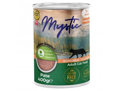 Фото 2 -  влажный корм (консервы) Mystic Cat Sterilised Salmon Pate влажный корм для кошек, ЛОСОСЬ, паштет