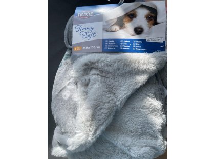 Фото 6 -  лежаки, матраси, килимки та будиночки Trixie Jimmy плюшева ковдра для котів і собак, світло-сіра