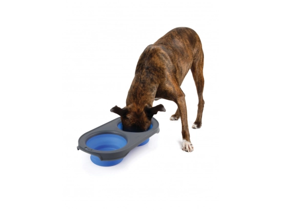 Фото - миски, поилки, фонтаны Dexas COLLAPSIBLE PET FEEDER миска двойная для собак и кошек, синий