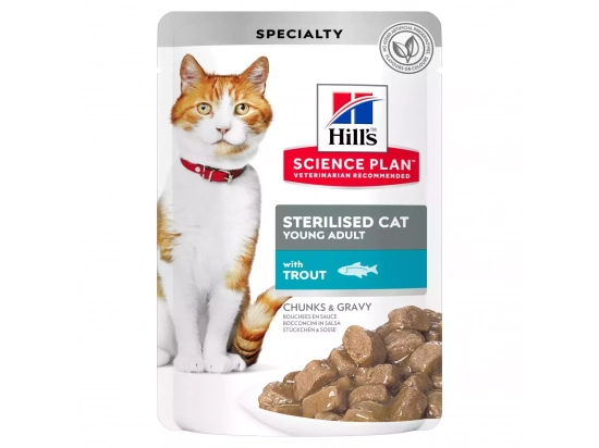 Фото - Hill's Science Plan Young Adult Sterilised Cat Trout корм для стерилізованих котів ФОРЕЛЬ вологий корм (консерви) Hill's Science Plan Young Adult Sterilised Cat Trout корм для стерилізованих котів ФОРЕЛЬ