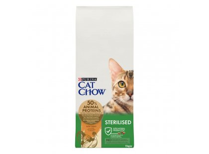 Фото - сухой корм Cat Chow STERILISED корм для кастрированных котов и стерилизованных кошек ИНДЕЙКА