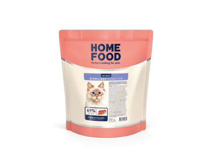 Фото - сухой корм Home Food (Хоум Фуд) Cat Adult Lamb & Salmon корм для кошек с чувствительным пищеварением ЯГНЕНОК и ЛОСОСЬ