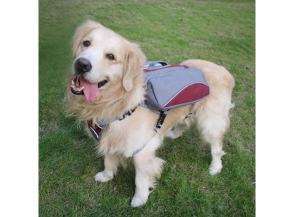 Фото 2 -  амуниция Voyager Pet Dog Bagpack cумка-седло для собак, красный с серым