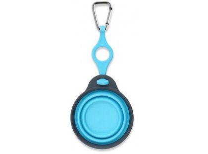 Фото - DEXAS Travel Cup with Bottle Holder & Carabiner - Миска складная для путешествий с карабином и фиксатором, голубой миски, поилки, фонтаны DEXAS Travel Cup with Bottle Holder & Carabiner - Миска складная для путешествий с карабином и фиксатором, голубой